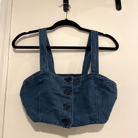 Aritzia Tops - Aritzia Wilfred linen and denim bralette top, size Small. Only worn once.
